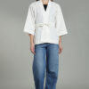 Puuvillane kimono taimetrükiks — GOTS orgaaniline slub puuvill, naturaalne valge