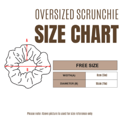 Oversized suure juuksekummi suuruskaart — free size, laius 8 cm