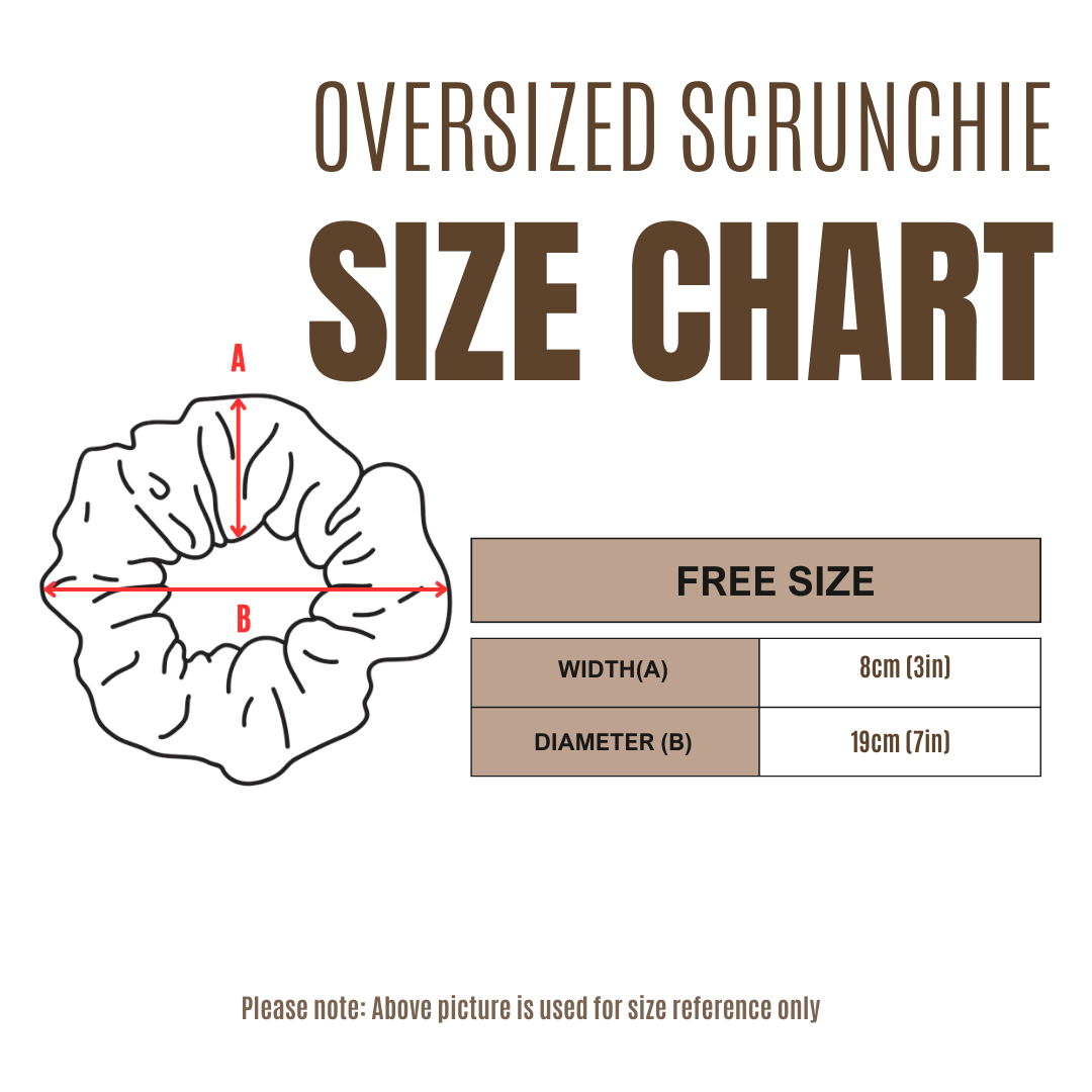 Oversized suure juuksekummi suuruskaart — free size, laius 8 cm