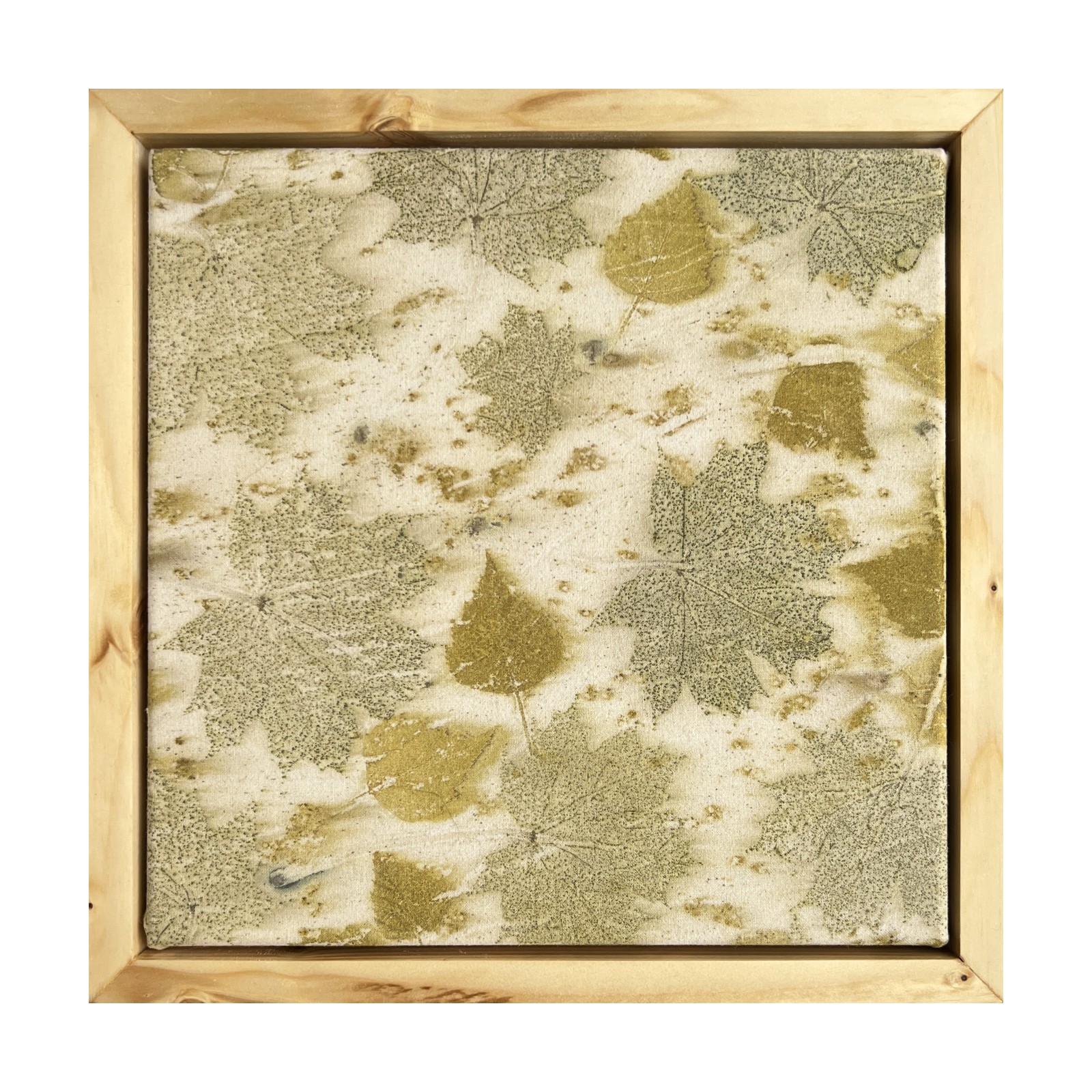 Loodushing, taimetrükk puuvillasel, raamitud pilt 35×35 cm