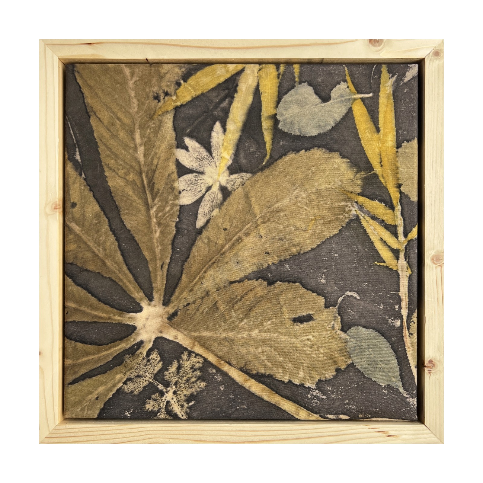 Metsik tasakaal, taimetrükk viskoosil, raamitud pilt 35×35 cm